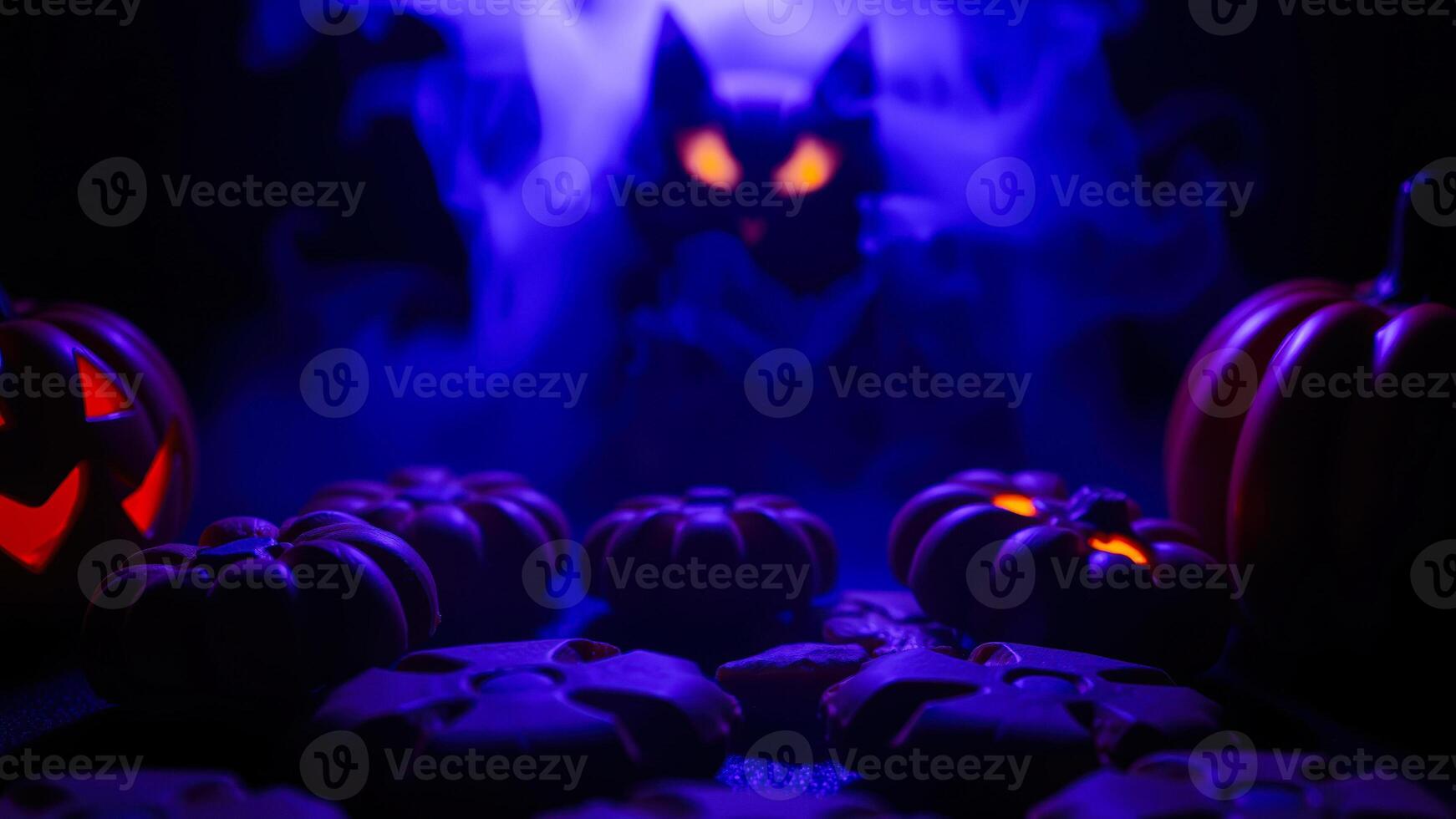 glowing pumpkins a blue haze photo