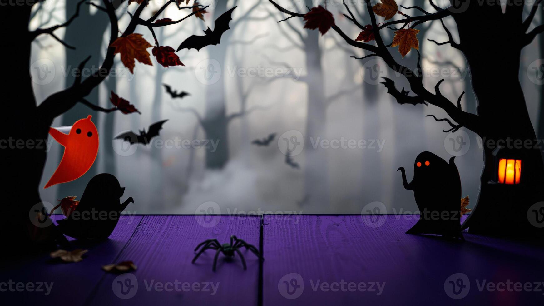 spooky halloween forest scene photo