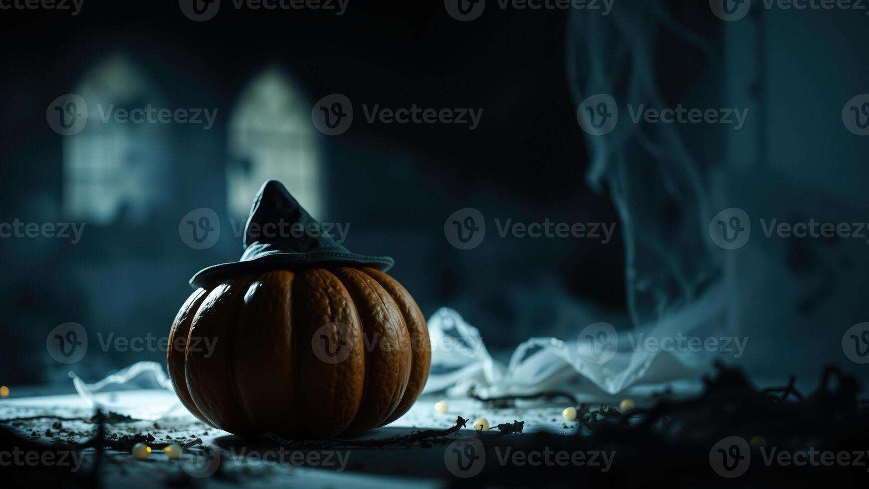 pumpkin wearing a pointed hat photo