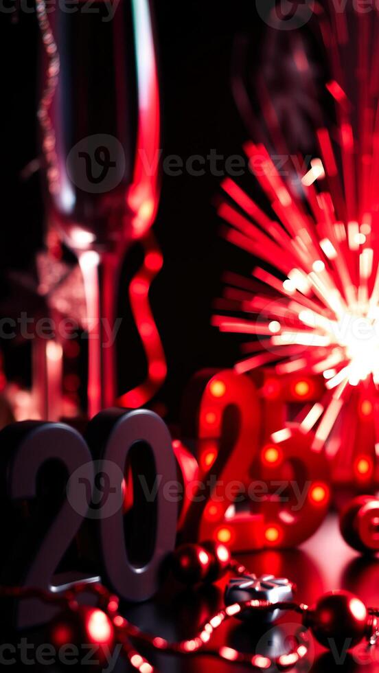 sparkling new year decor with illuminated '20' photo
