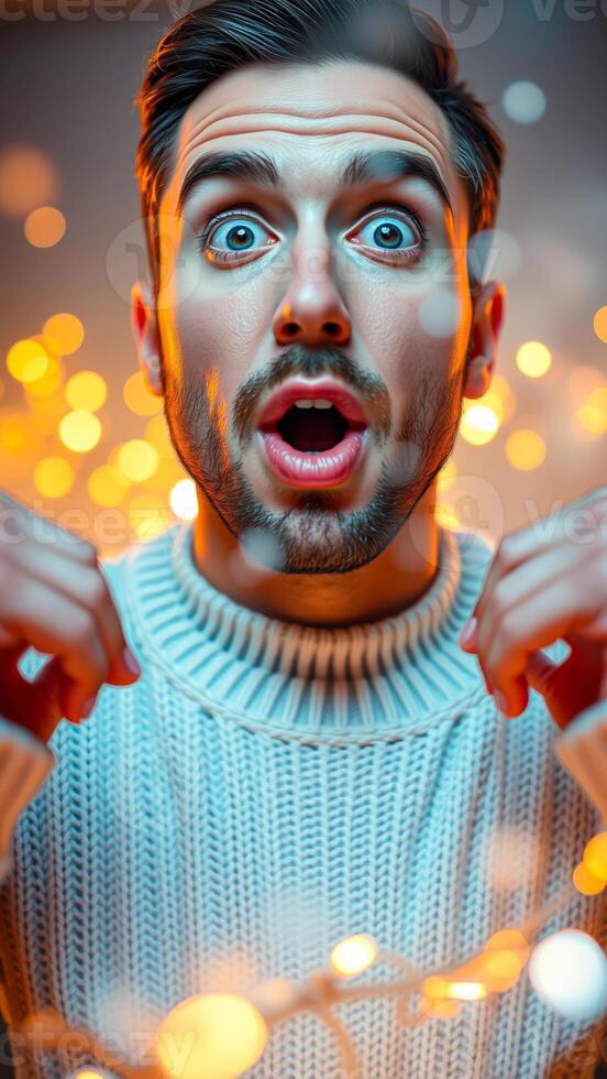 young man with a surprised expression photo