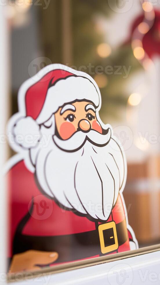 festive paper cutout santa claus adds holiday cheer a window photo