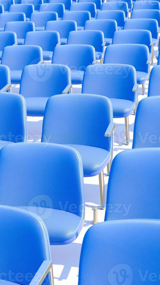 rows blue chairs a minimalist design photo