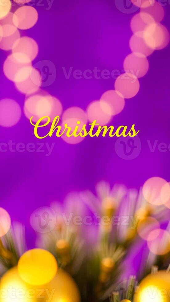 abstract christmas background with golden lights a blurred branch photo