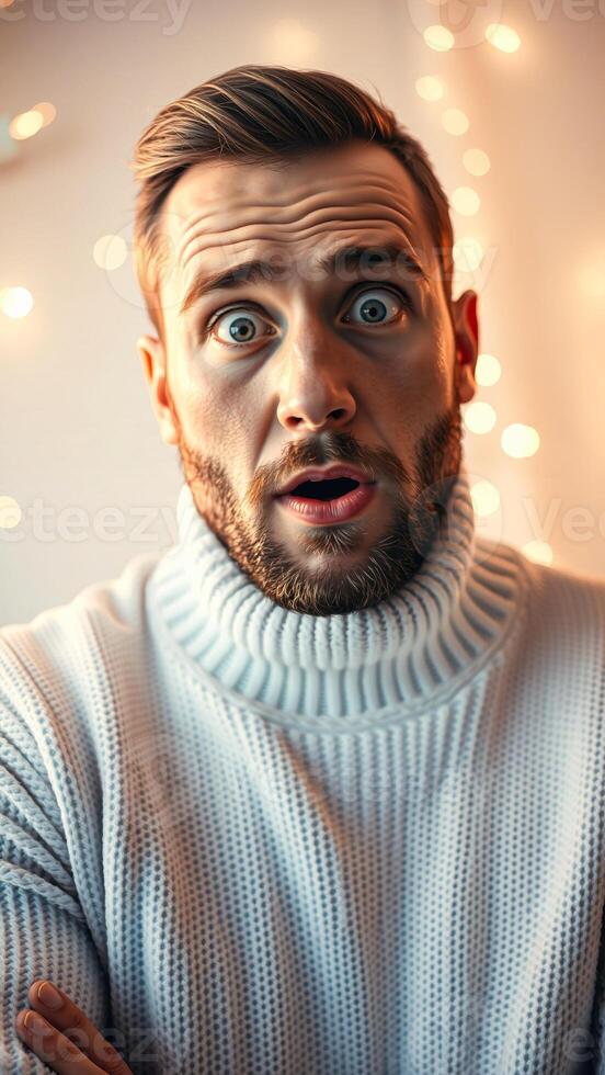 man with a surprised expression photo