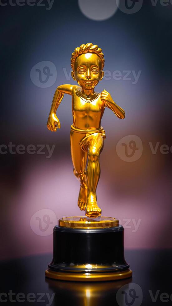 golden statue a runner photo