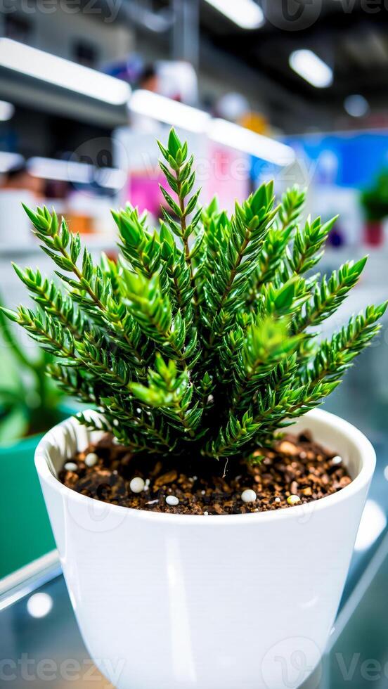 green plant a white pot photo