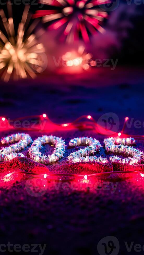sparkling 2025 on a festive background photo