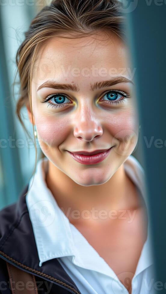 portrait a woman with a warm smile photo