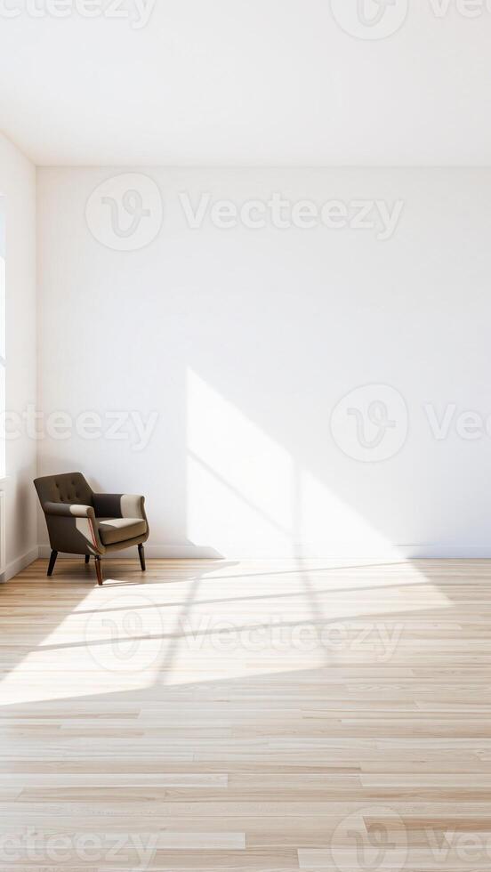 single brown armchair a bright room photo