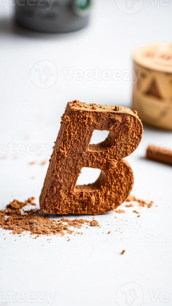 brown letter b made crumbly material photo