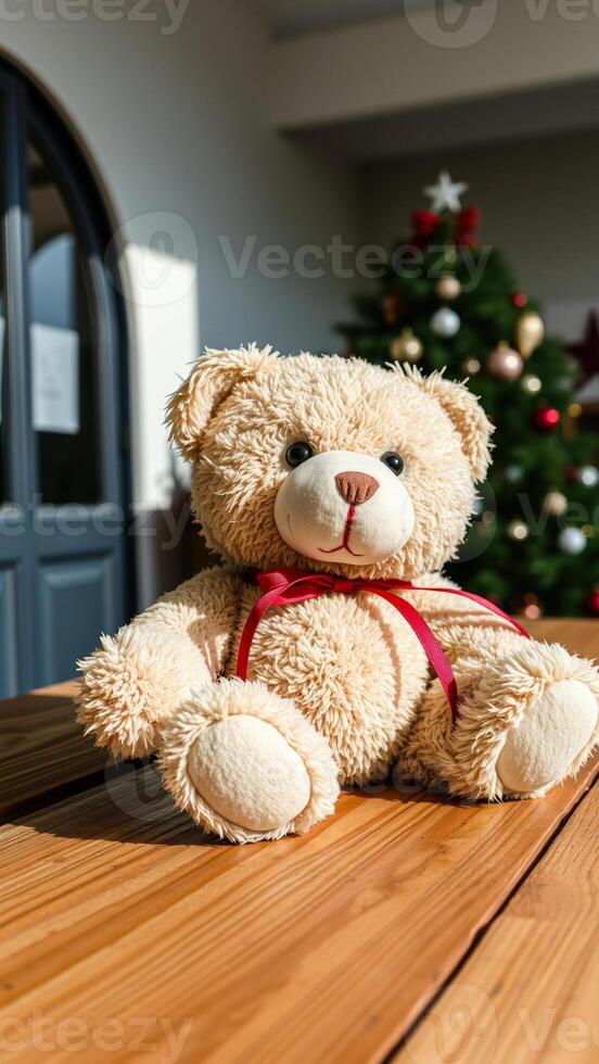 plush teddy bear ready christmas photo