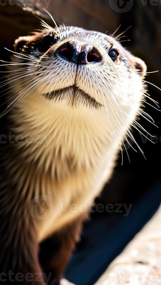 curious otter gazes directly at the camera photo