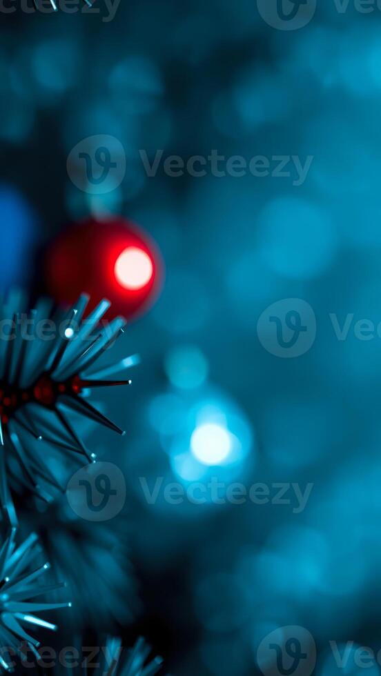 red ornament with blue bokeh photo
