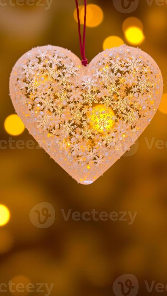 white heart ornament with snowflake design photo