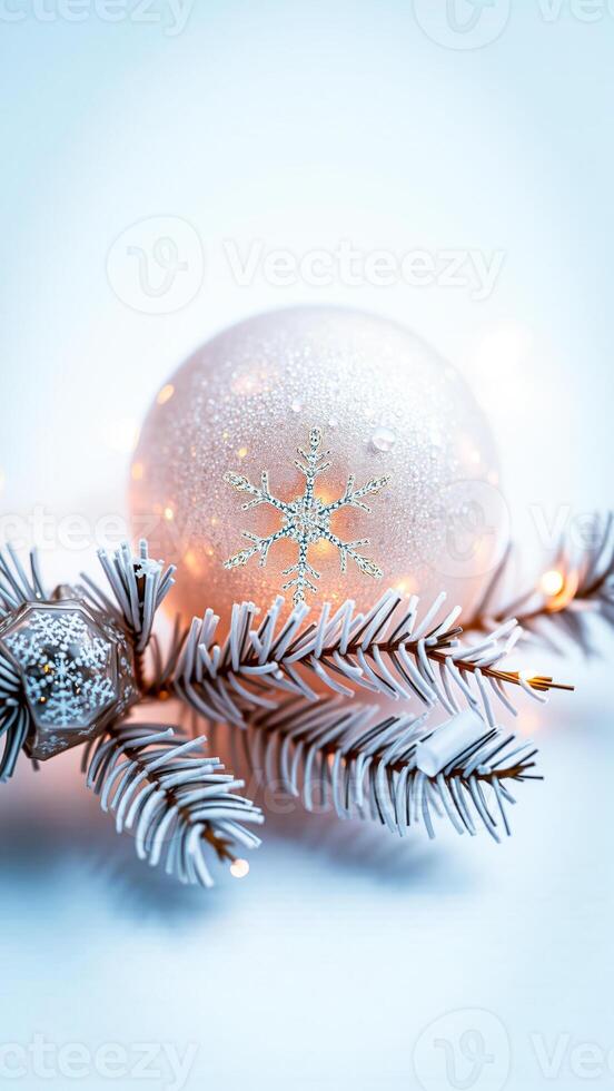 frosted christmas ornament decorated with a snowflake photo