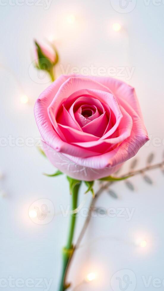 single pink rose with delicate petals photo