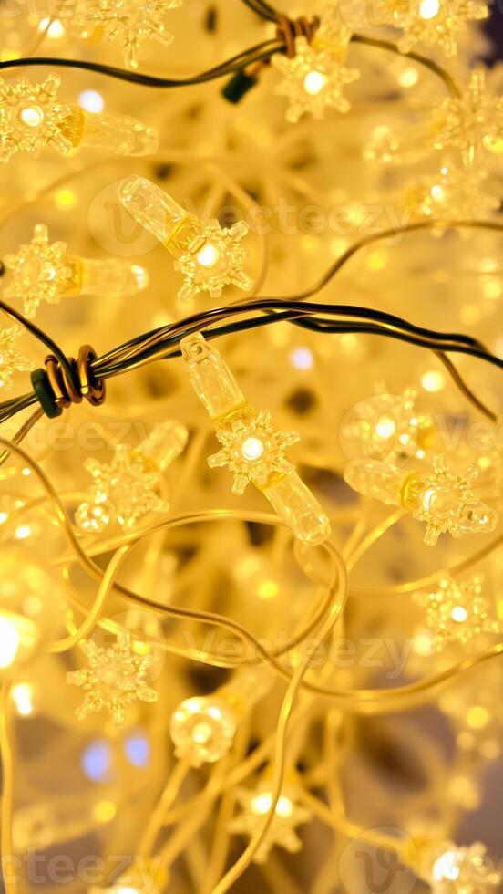 string snowflake-shaped lights creates a festive whimsical glow photo