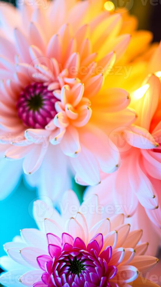 close- delicate pink white flowers with golden highlights photo