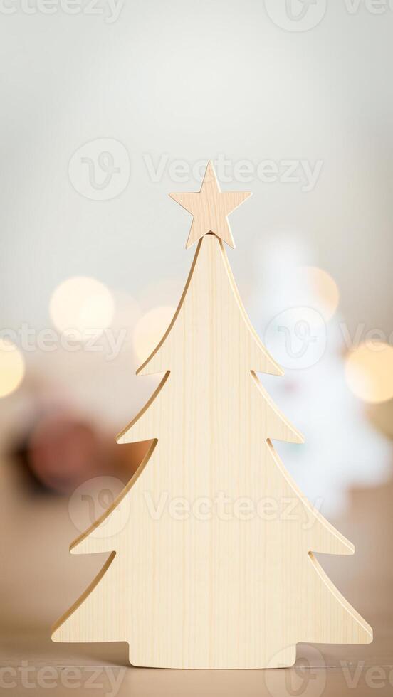 wooden christmas tree ornament with a star photo