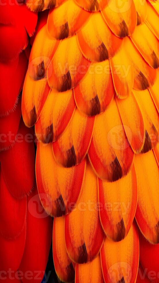 close- overlapping red feathers photo