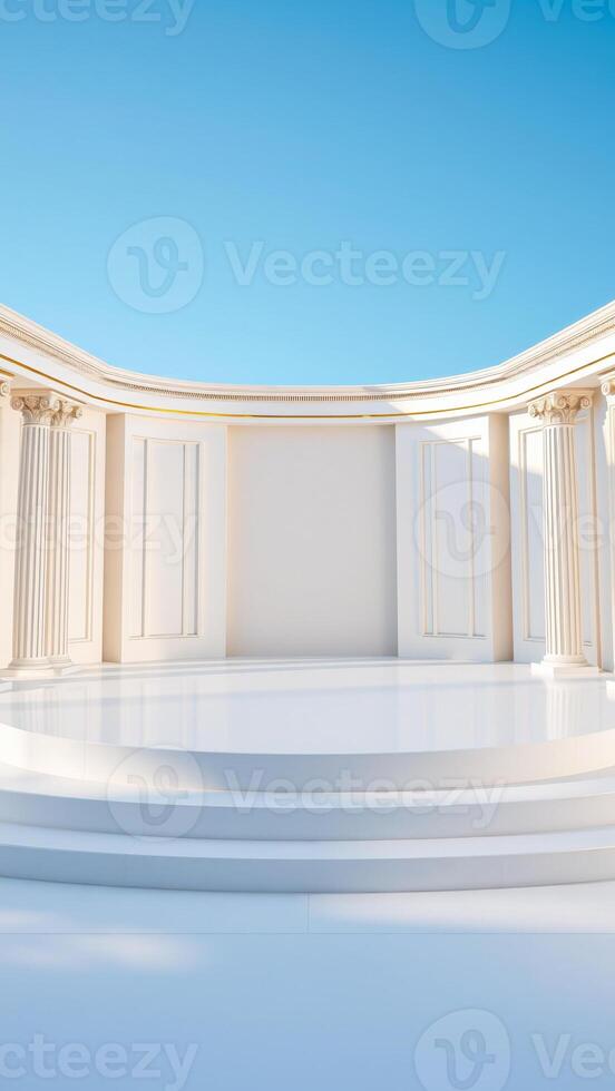 white circular platform with classical columns photo
