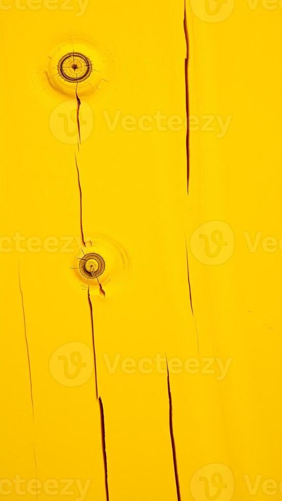 weathered yellow wooden surface with knots cracks photo