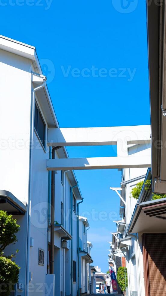 white structure creates an architectural statement an alleyway photo