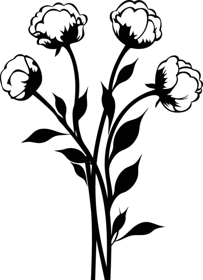 Black and white flowers on a white background vector