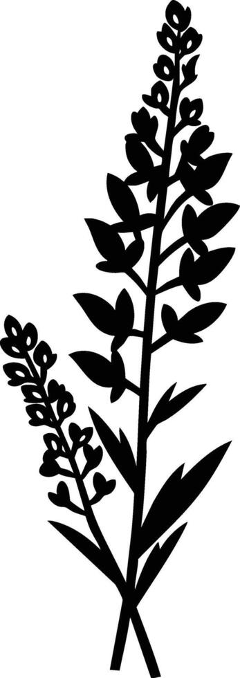 A black and white silhouette of a plant vector