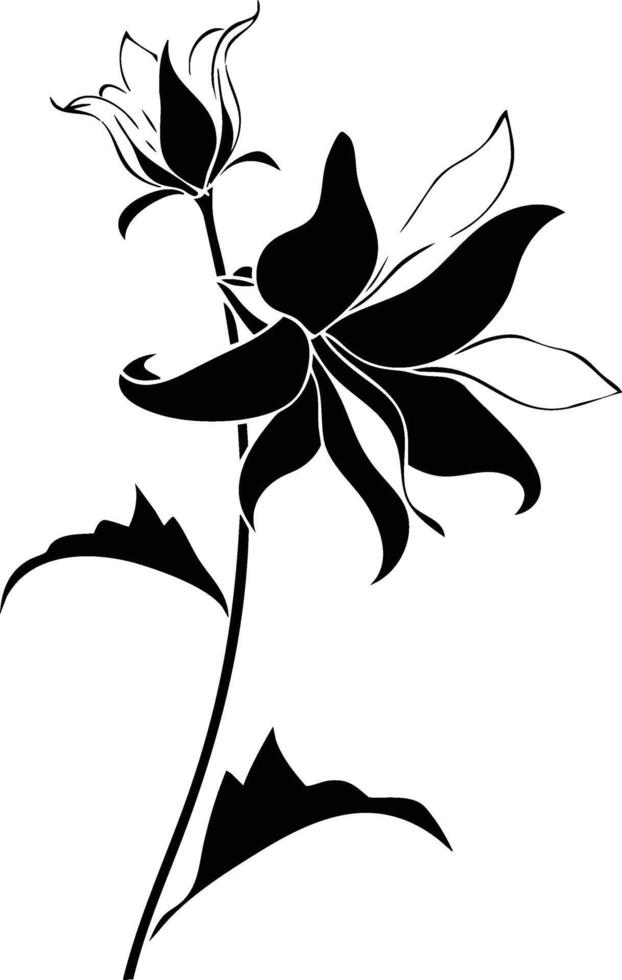 Black and white flower clip art vector