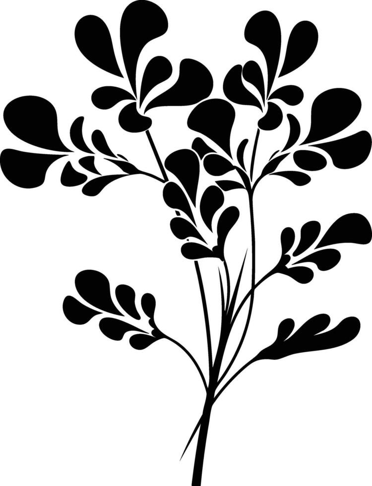 Black and white silhouette of a plant vector
