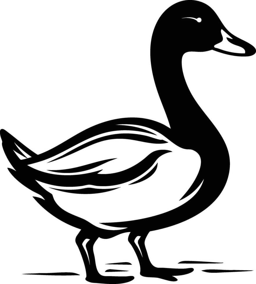 A black and white drawing of a duck vector