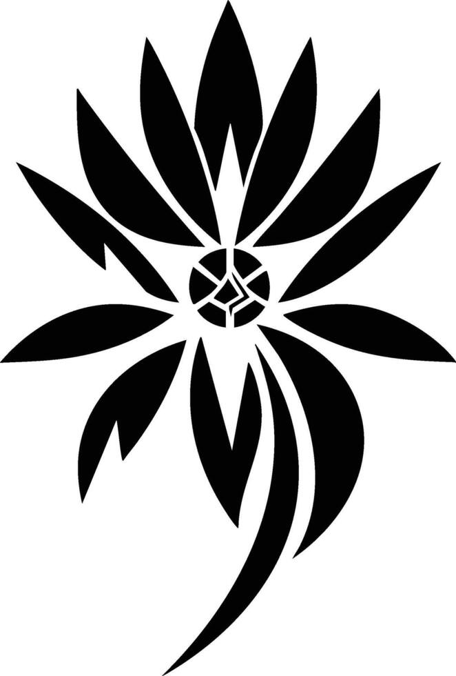 A black and white flower with a stylized design vector
