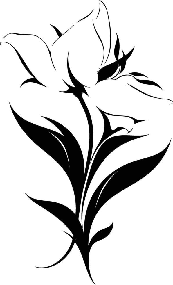 A black and white flower with leaves vector
