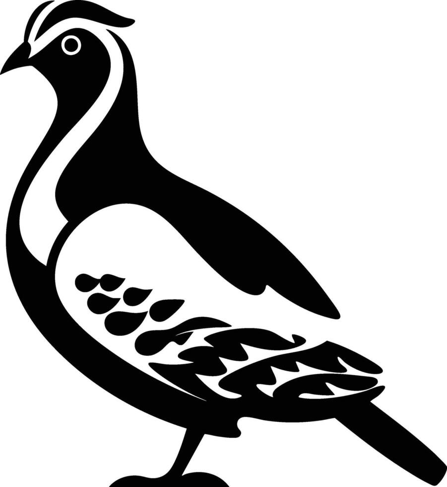 A black and white silhouette of a pheasant vector