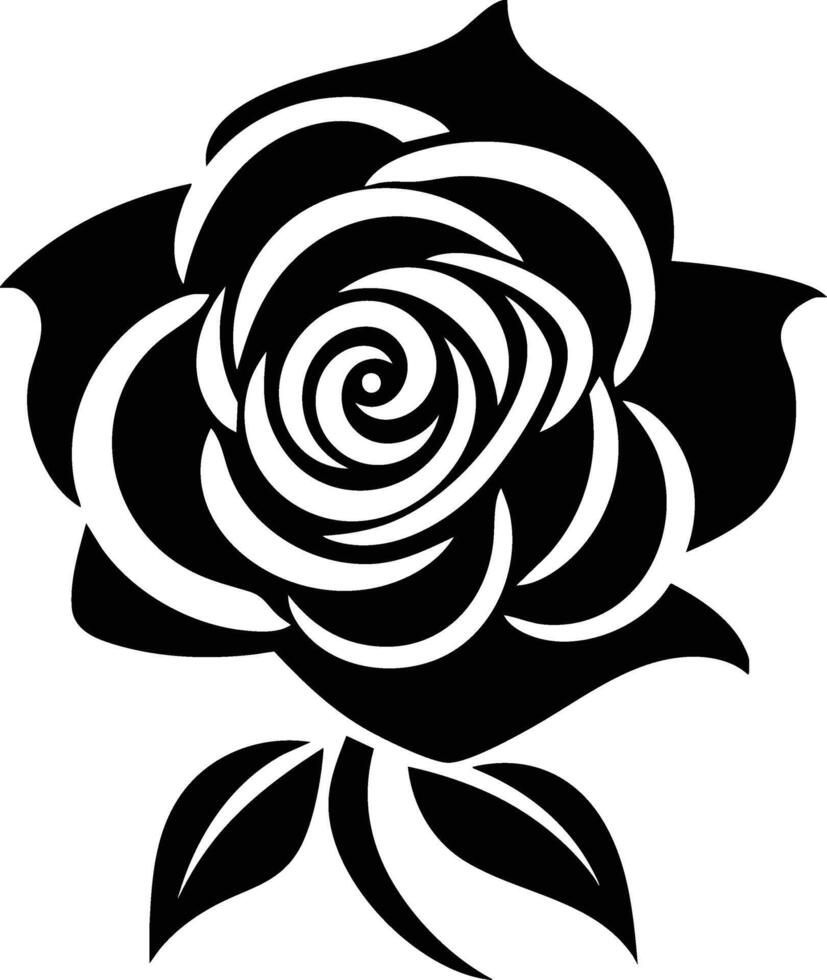 A black and white rose with a swirl vector