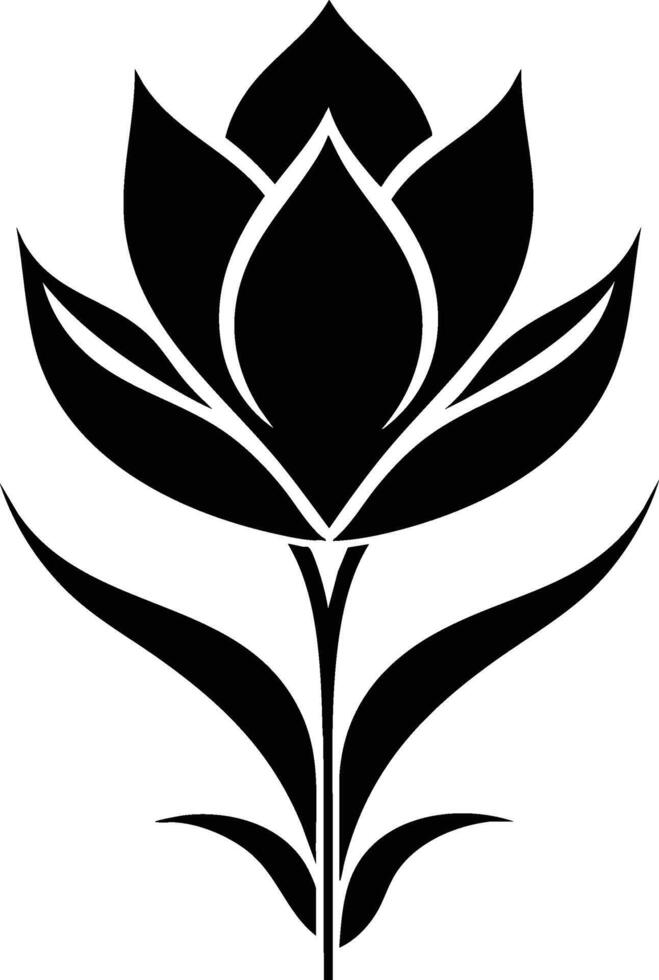 A black and white lotus flower on a white background vector