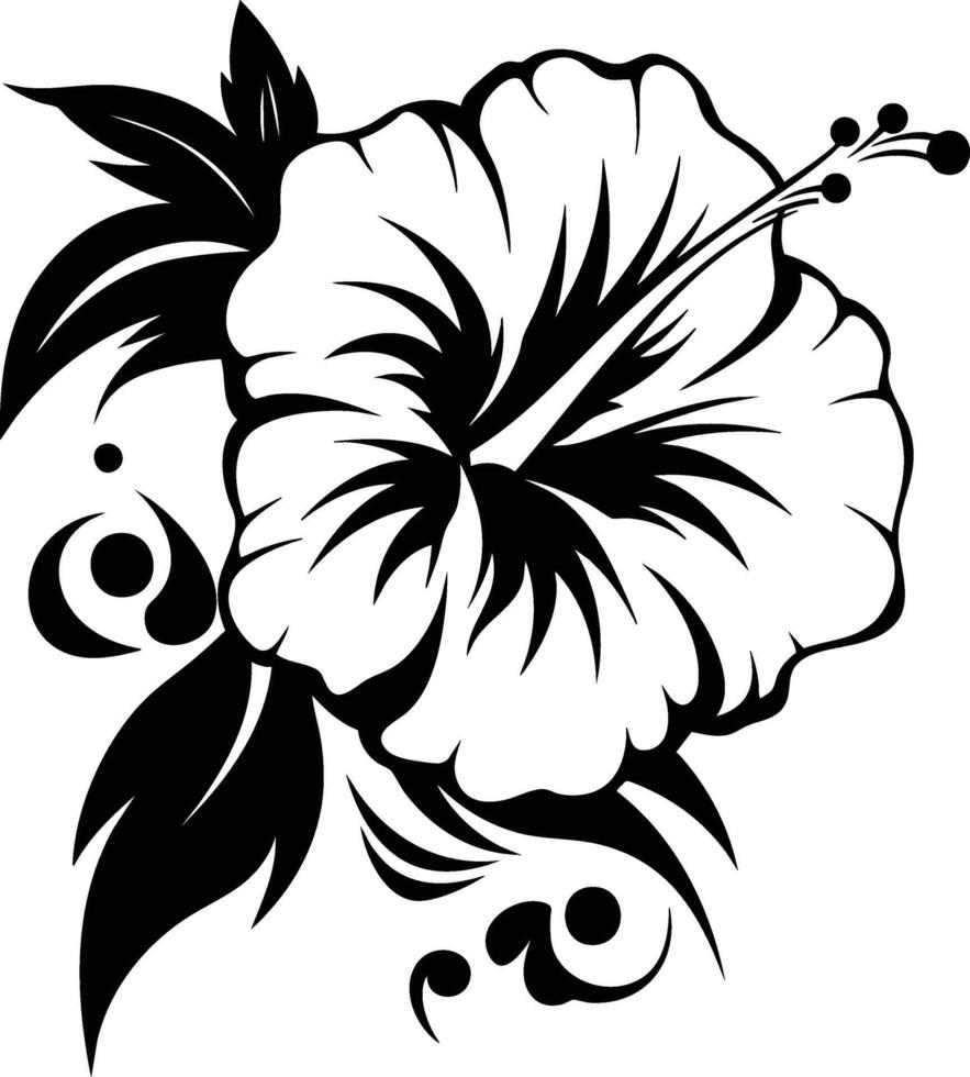 A black and white flower with swirls vector