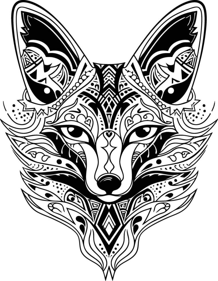 A tribal fox head with tribal patterns vector