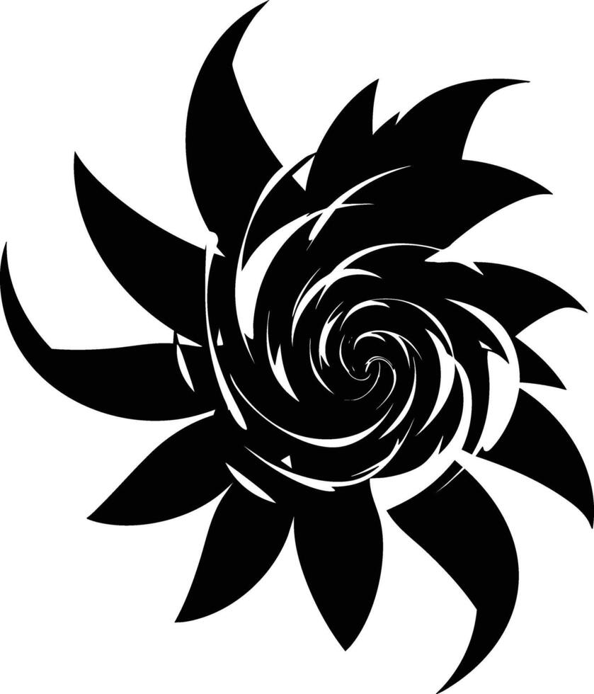 A black and white flower with a swirl vector