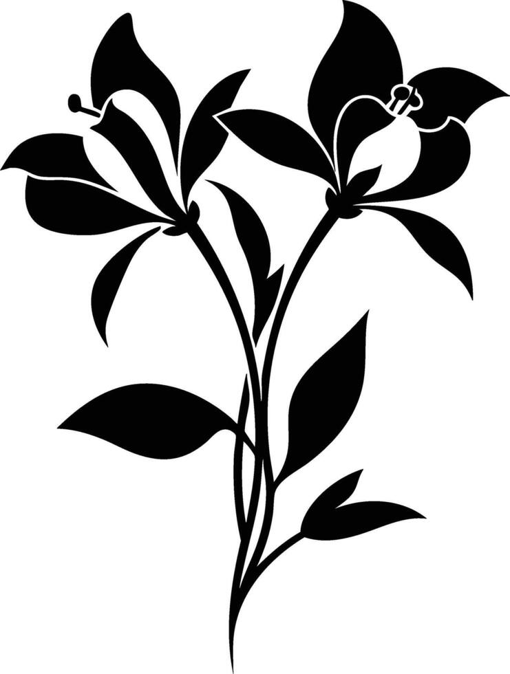 Black and white flowers clip art vector