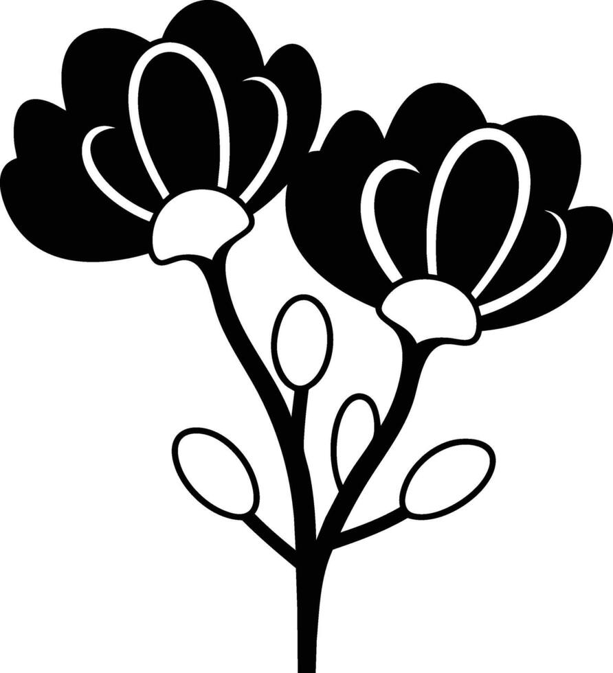 Black and white flowers clipart vector