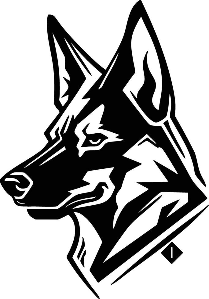 The german shepherd dog is shown in black and white vector