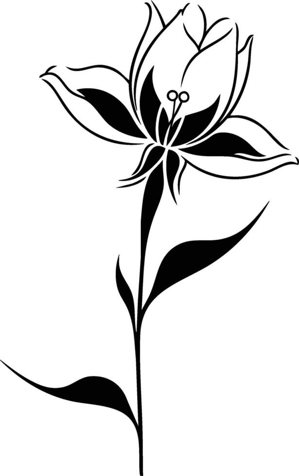 Black and white flower outline vector