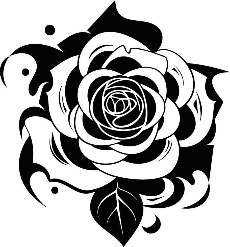 A rose tattoo design with black and white vector