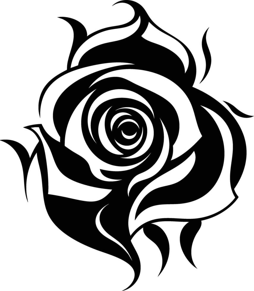 A black and white rose tattoo design vector