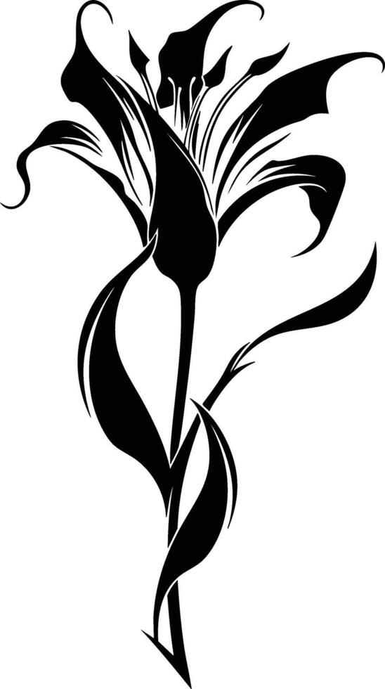 A black and white flower with a long stem vector