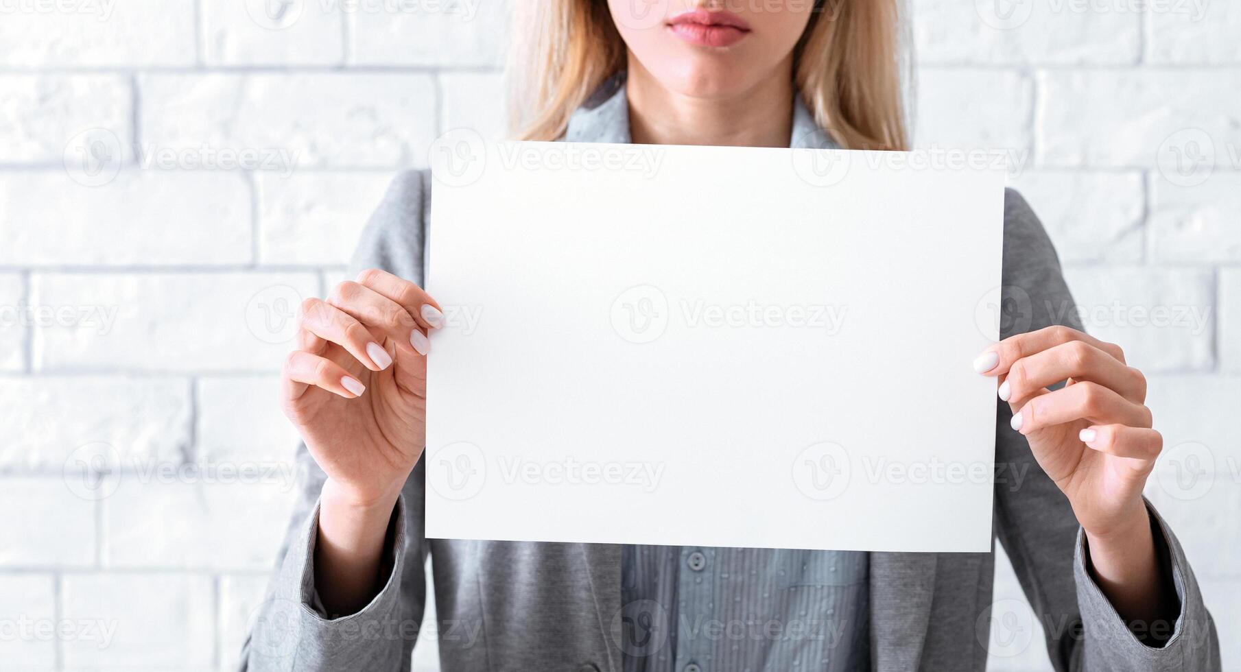 Work from home concept. Inscription in woman hands, cropped photo