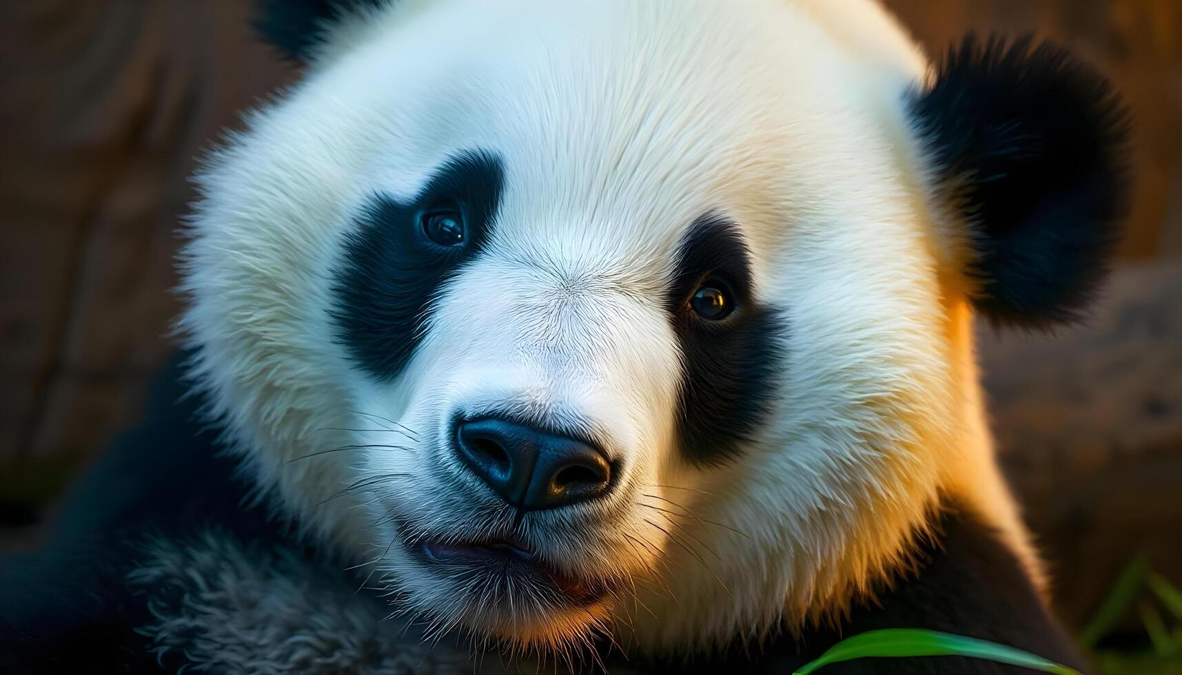 A panda bear is looking at the camera photo